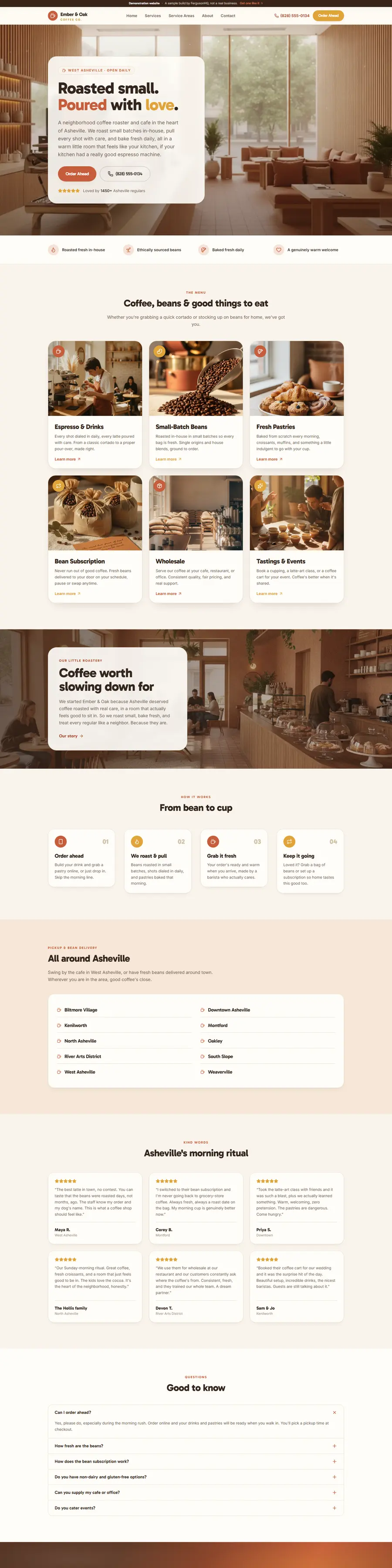 Ember & Oak Coffee Co. website