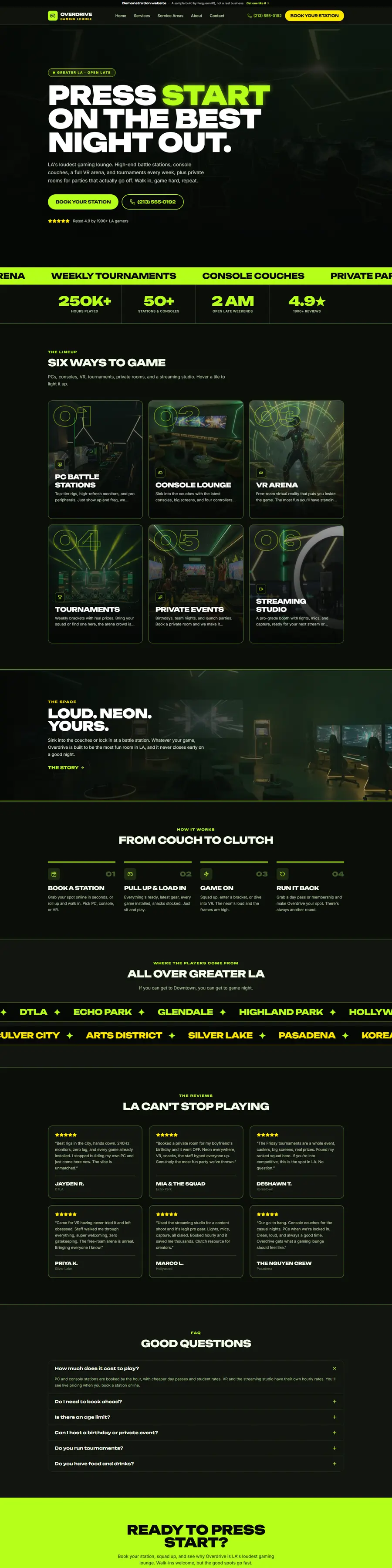 Overdrive Gaming Lounge website