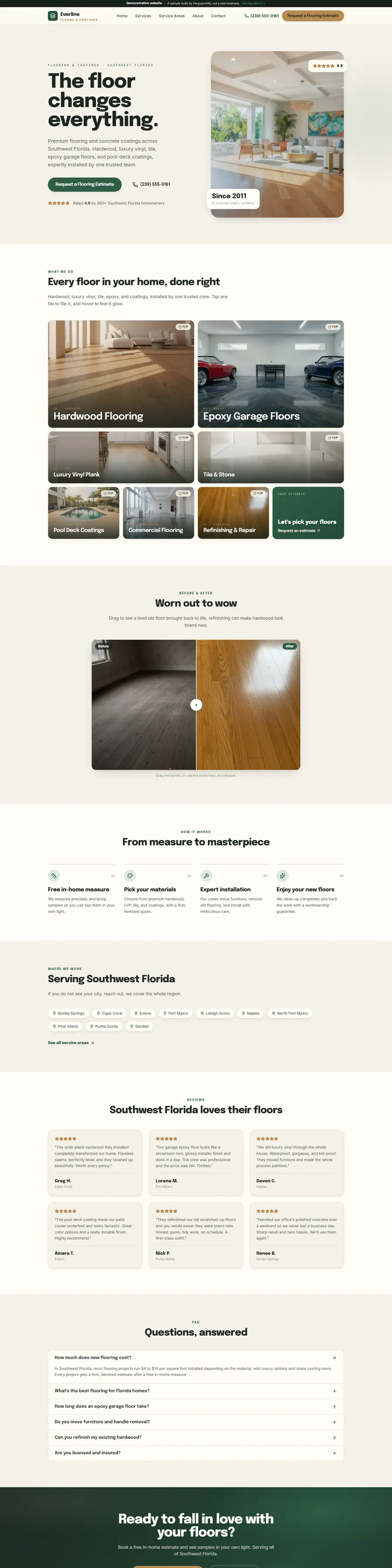 Everline Floors & Coatings website