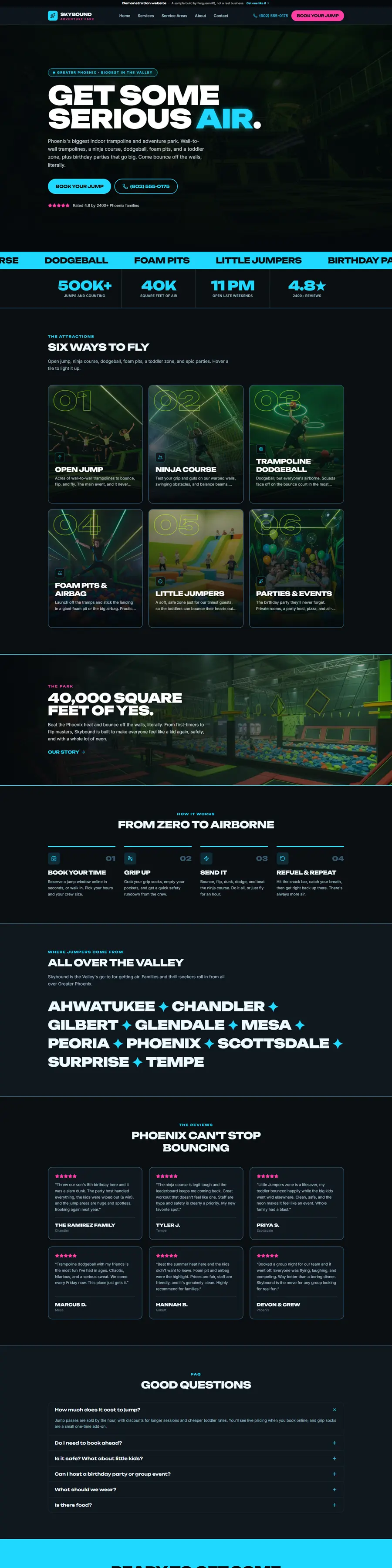 Skybound Adventure Park website