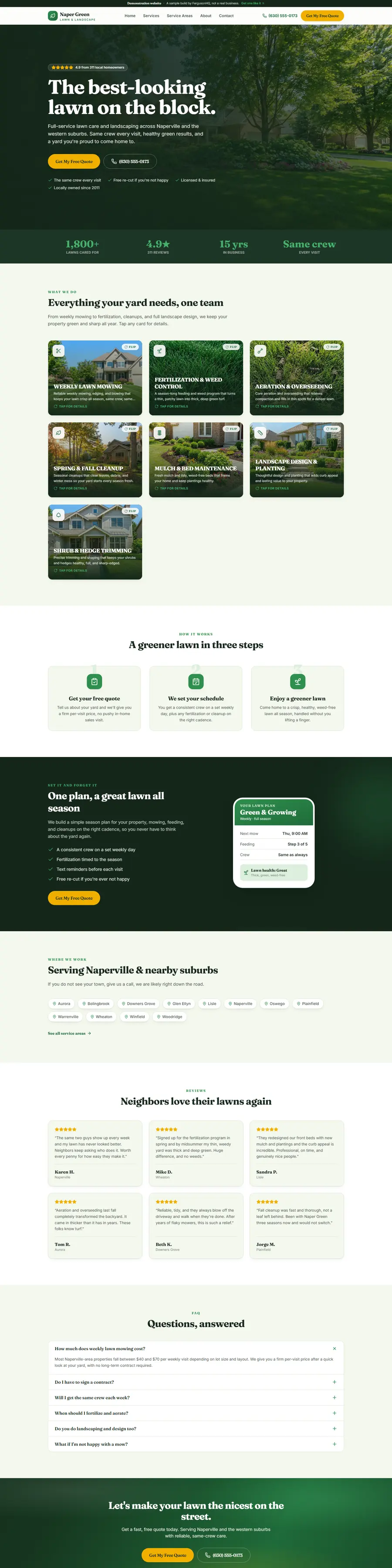 Naper Green Lawn & Landscape website