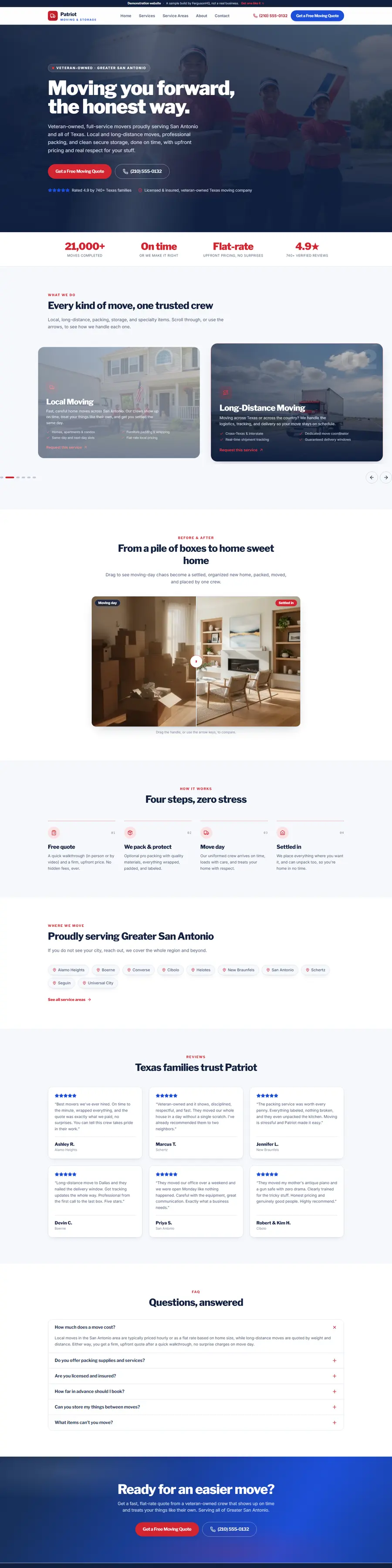 Patriot Moving & Storage website