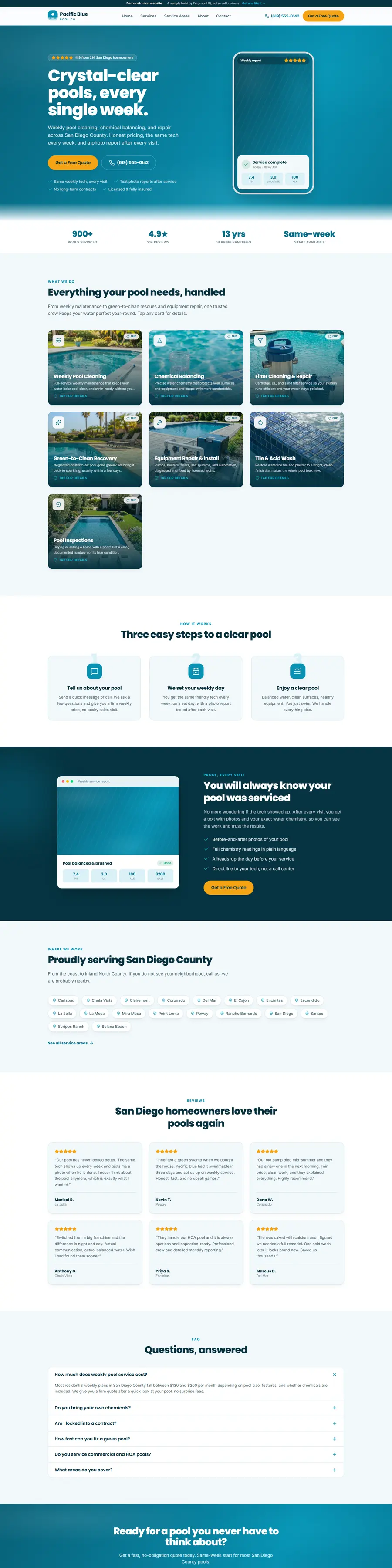 Pacific Blue Pool Co. website