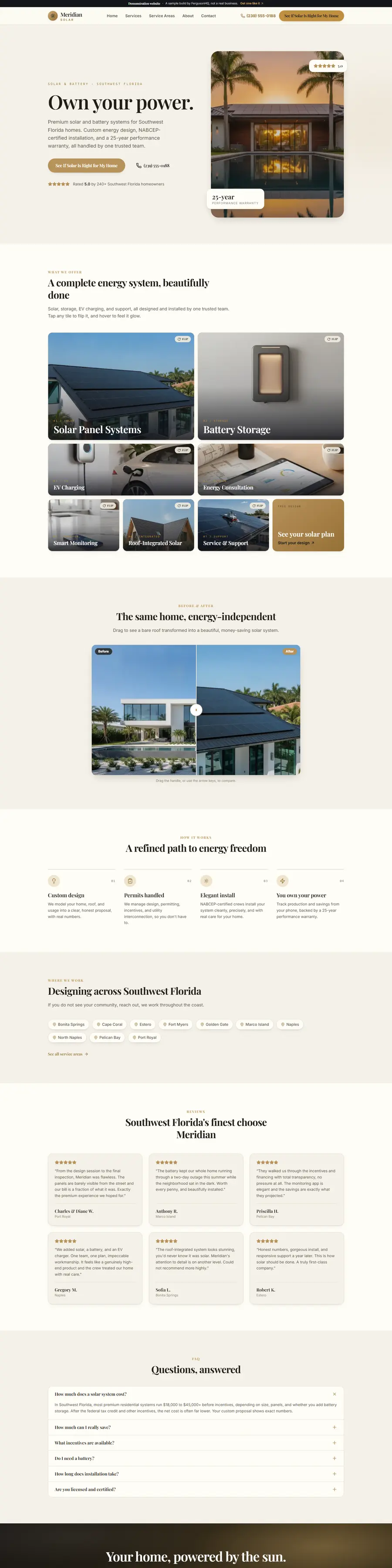 Meridian Solar website