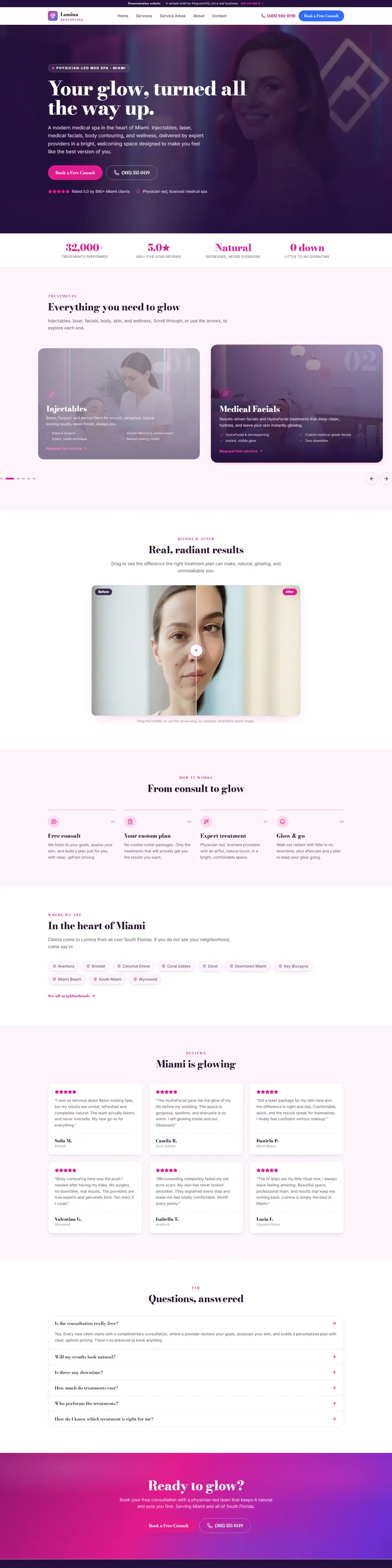 Lumina Aesthetics website