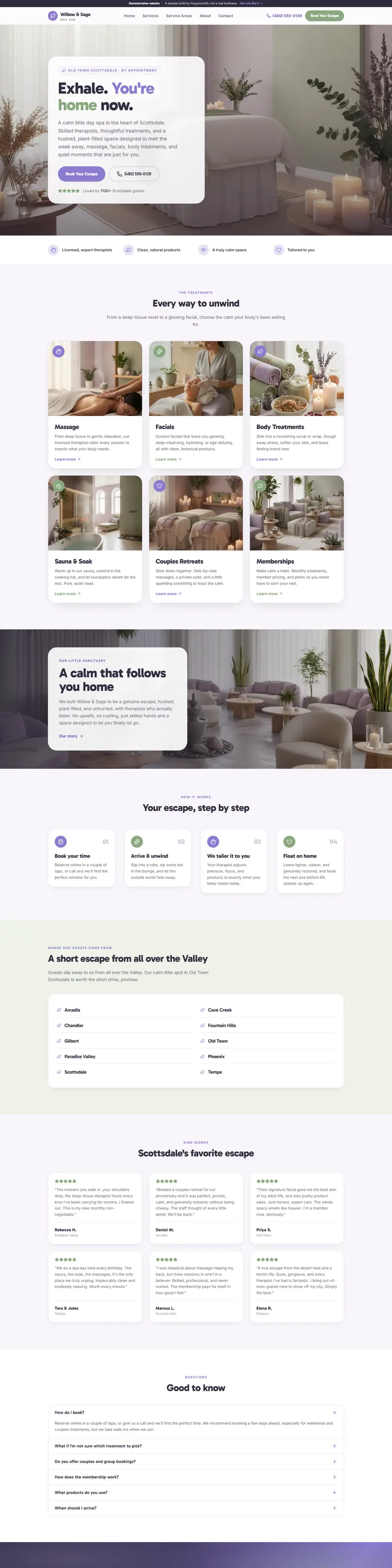 Willow & Sage Day Spa website